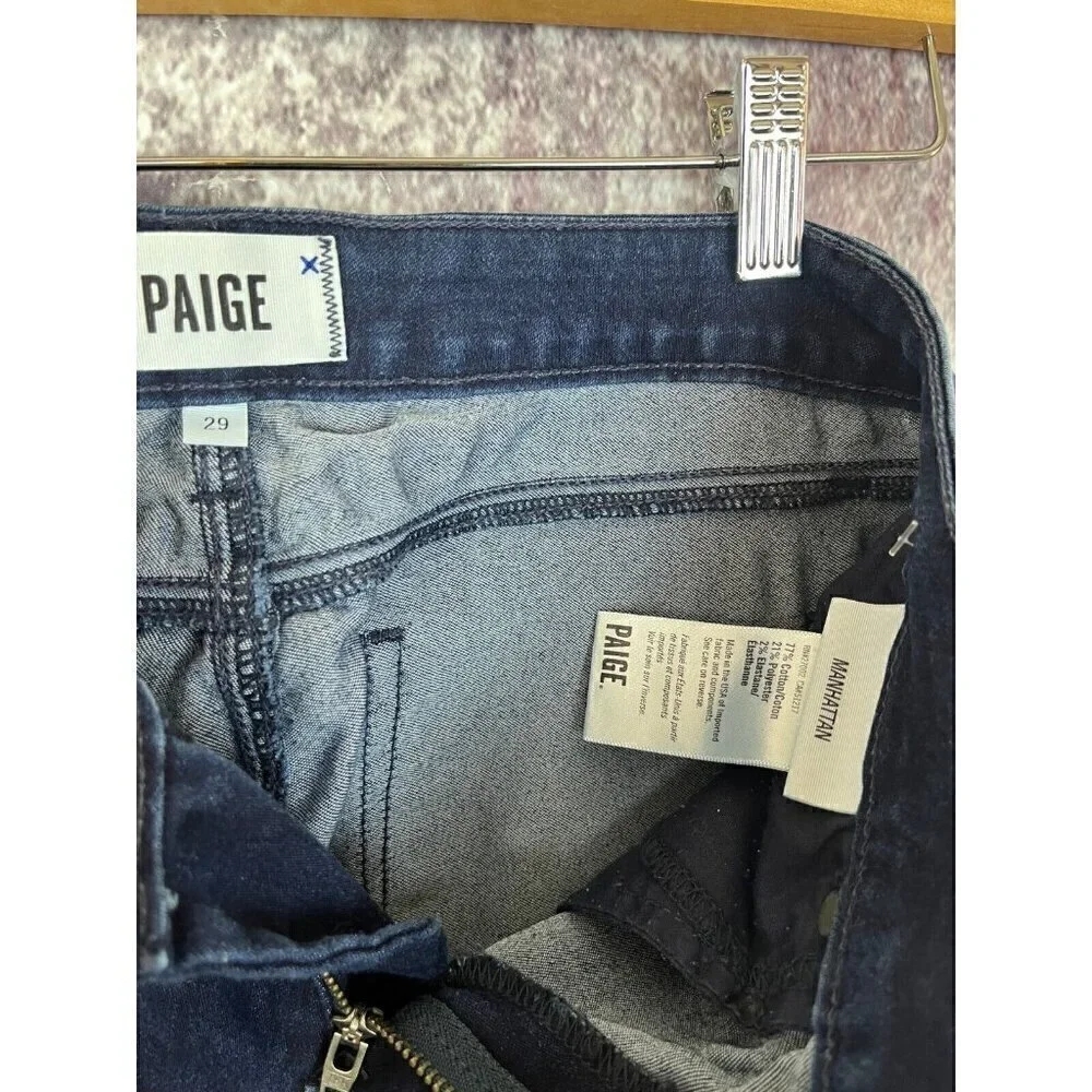 Paige Jeans Womens 29 Manhattan Blue Denim Mid Rise Bootcut Stretch Boho 33‎ L